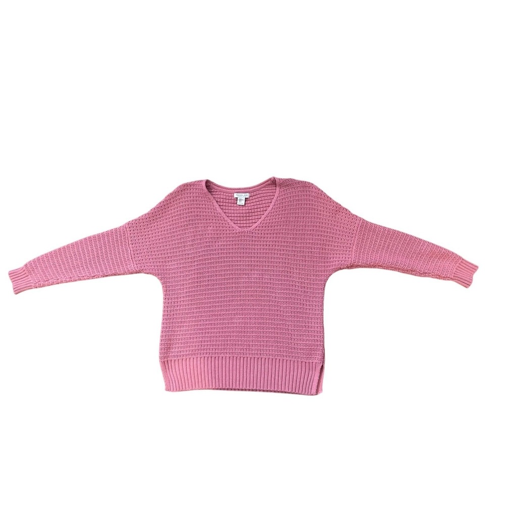 Rachel Zoe Womens‎ Pink Textured V-Neck Drop Shoulder Pullover Sweater XL